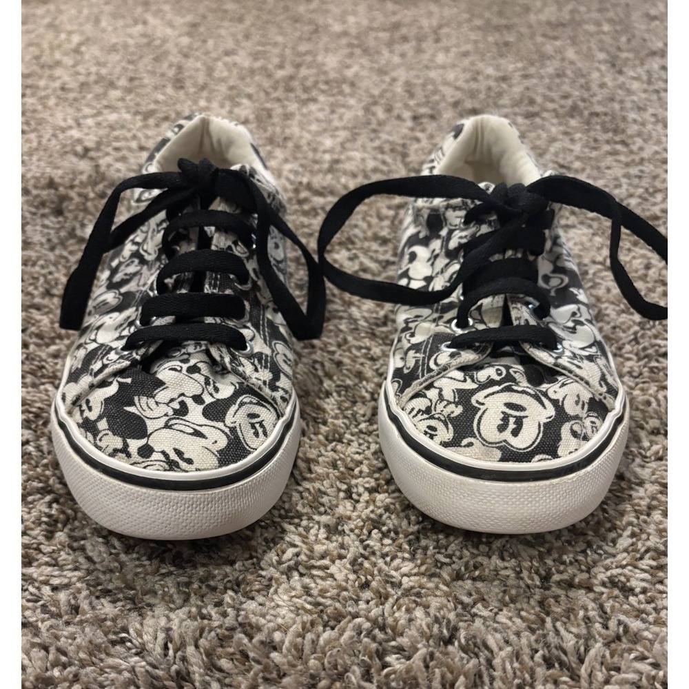 Disney Mickey Mouse Black/White Graphic Print Canvas Low Top Shoes Womens Size 7 - Picture 4 of 8